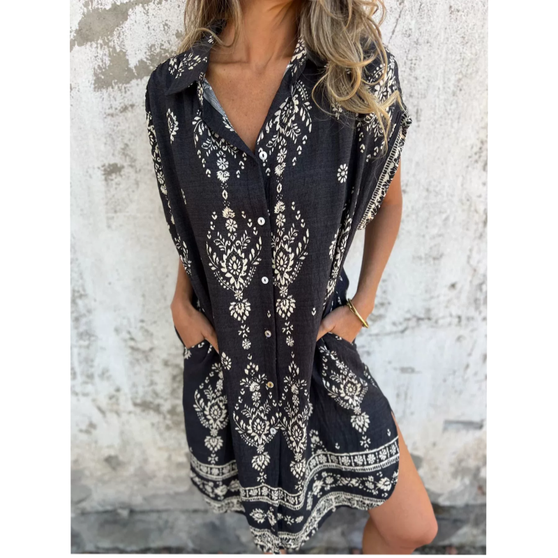 Elina™ | Stylish V-Neck Summer Dress with Print