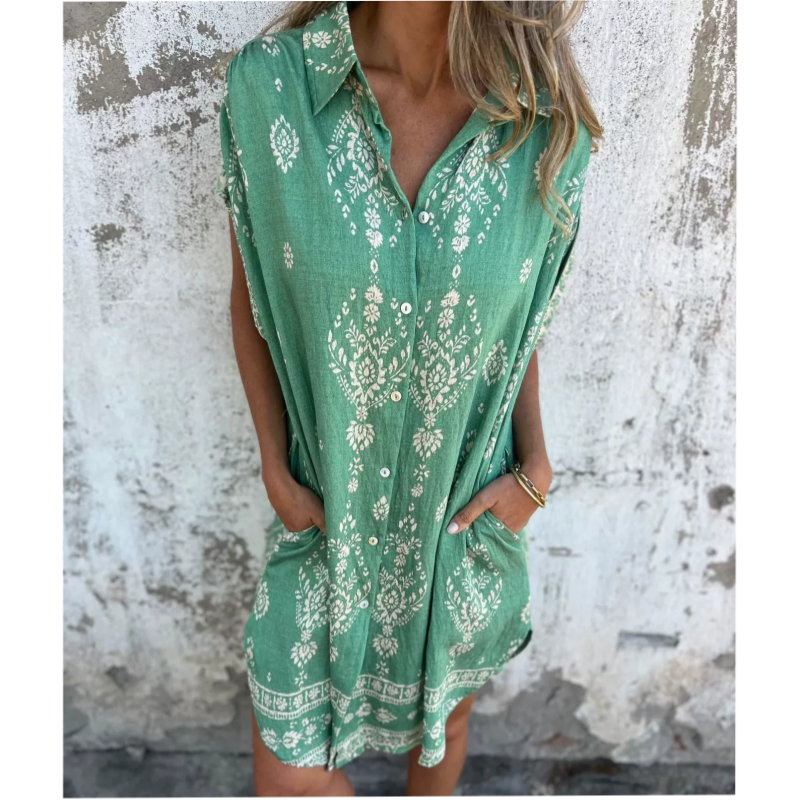 Elina™ | Stylish V-Neck Summer Dress with Print